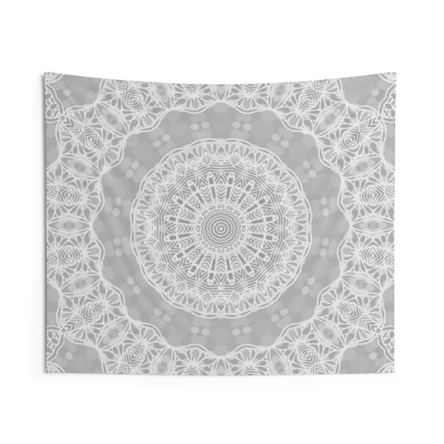 Soft Gray Mandala Tapestry - Decorative Bohemian Wall Hanging