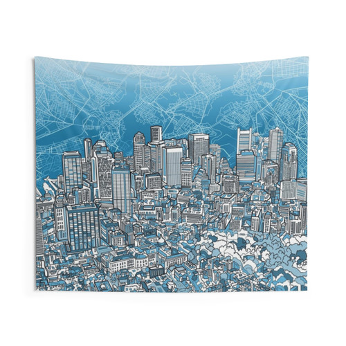 Boston City Skyline Tapestry Wall Hanging