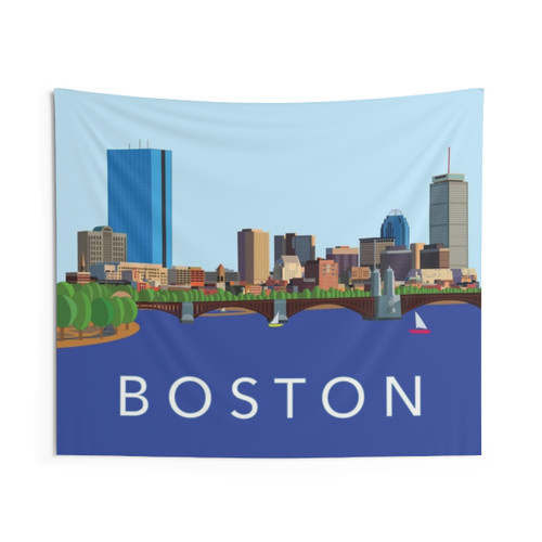 Boston Skyline Tapestry Wall Hanging