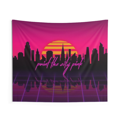 Vaporwave City Pink Tapestry