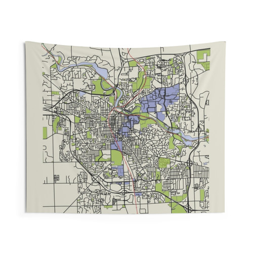Map of Ann Arbor City Tapestry