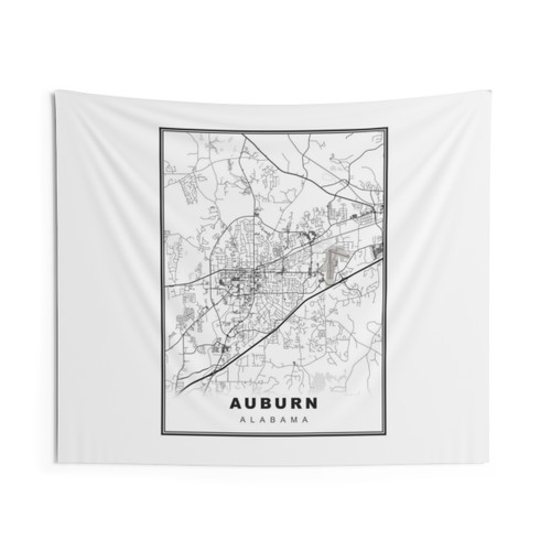 Auburn Map Tapestry - Minimalist Black and White Wall Art