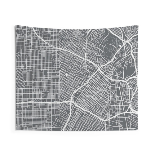Los Angeles Map Gray Tapestry - Graphic Wall Art