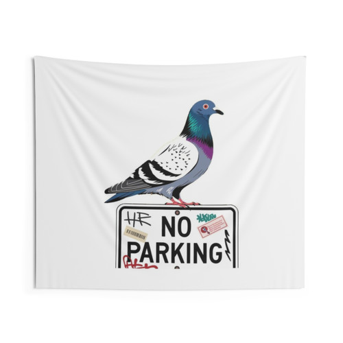 No Parking Urban Perch Tapestry - Street Art Wall Decor