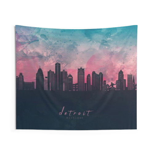 Detroit Skyline Tapestry Wall Hanging
