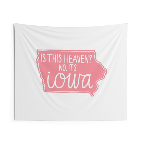 Iowa Hawkeyes Tapestry featuring the iconic 'is this heaven? no, it's iowa' quote