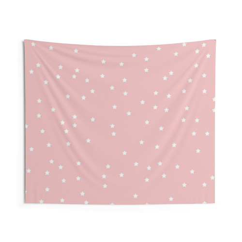 Millennial Pink and White Stars Tapestry