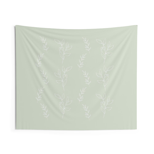 Leaves Sage Green 1 Tapestry - Nature Inspired Wall Hanging