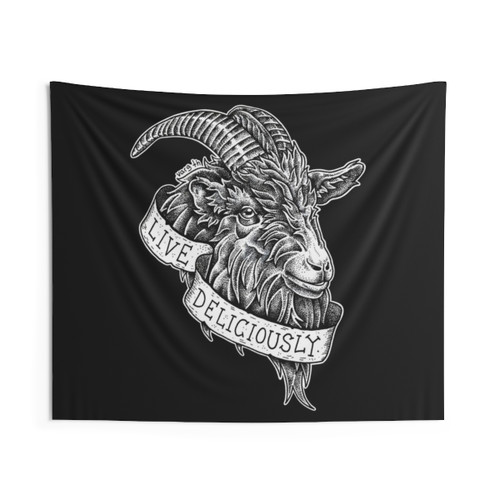 Bewitching Satanic Tapestry with Baphomet and Occult Symbols