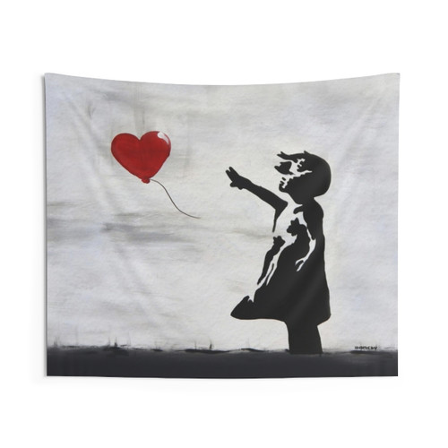 Banksy Girl with Heart Balloon Graffiti Tapestry
