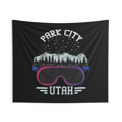 Park City Utah Skier Gift Tapestry Wall Hanging