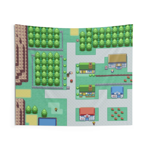 Retro 8-Bit Dreams of Viridian City Tapestry