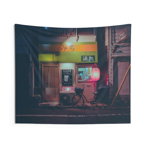 Futuristic Tokyo Street Ramen Tapestry