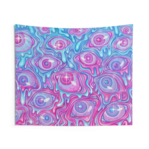 Eyeball Pattern Tapestry - Colorful Trippy Wall Hanging