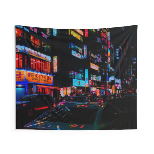 Vibrant Seoul Nights Tapestry
