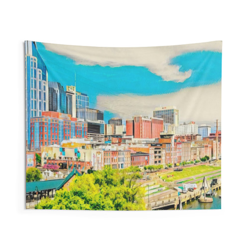 Nashville Skyline Tapestry Wall Art