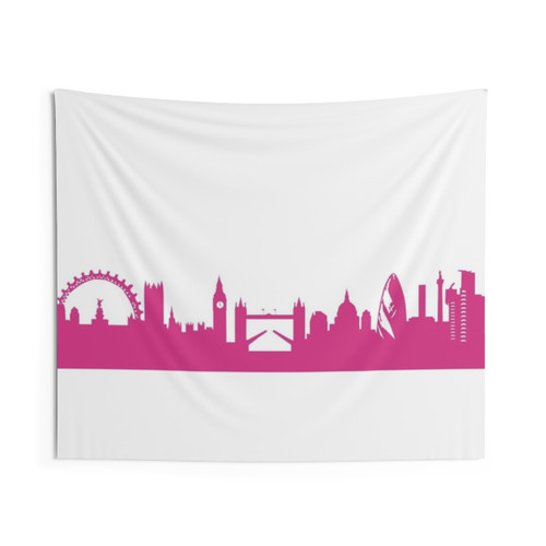 London Skyline Pink Tapestry Wall Art