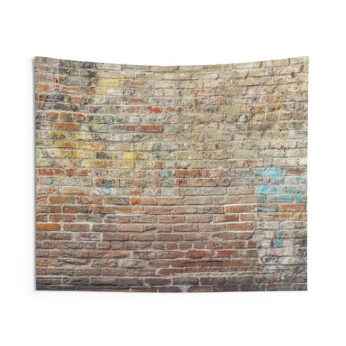 Vintage Brick Wall Tapestry with Textured Red Brick Pattern