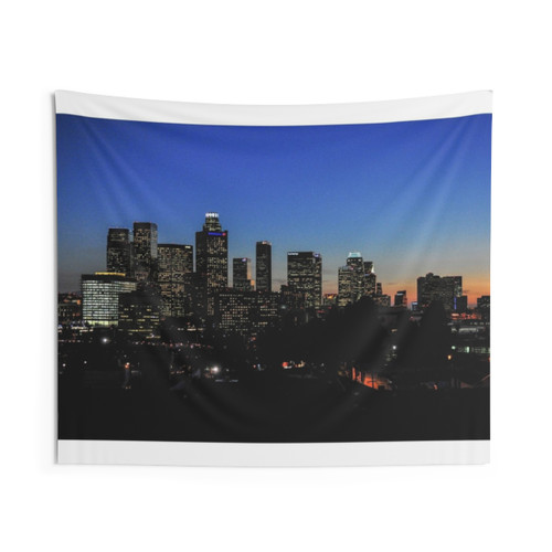 Los Angeles Skyline Tapestry at Dusk
