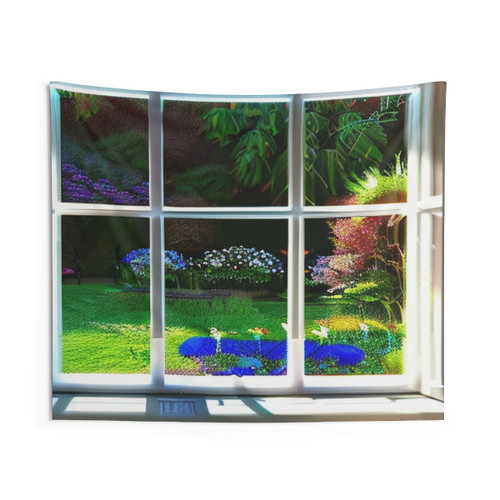 Garden View From Window Tapestry
