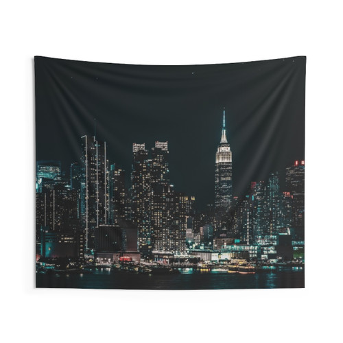 Big City Night Time Tapestry Wall Hanging