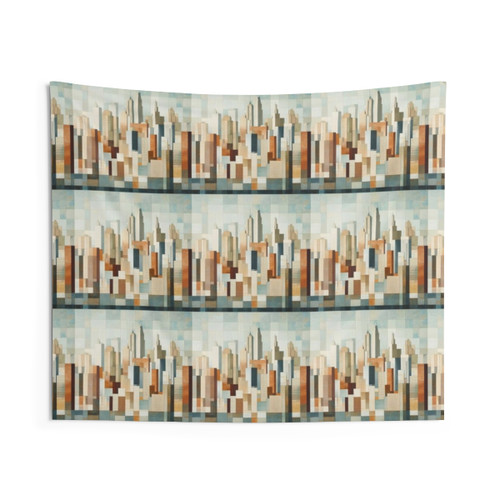 City Building Views Tapestry - Colorful Abstract Wall Art