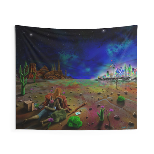 Trippy Deserted Digital Tapestry Art