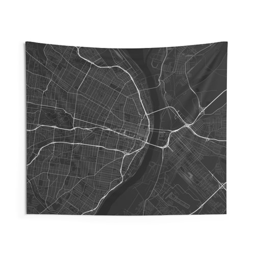 St. Louis, USA Map Tapestry (Black on White)