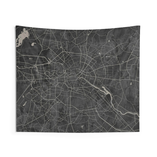 Berlin Germany Gray Artistic Map Tapestry