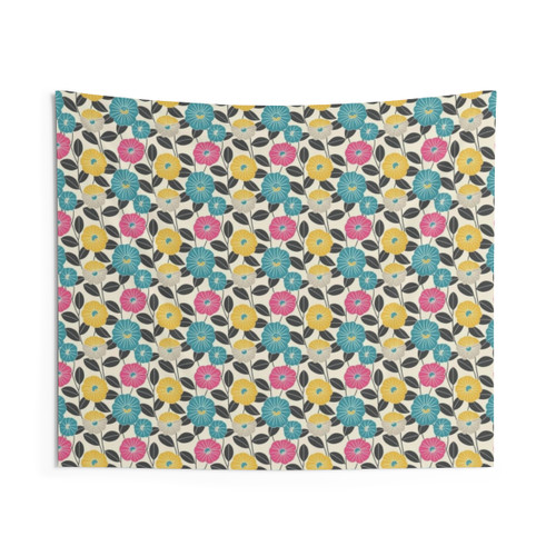 Colorful Floral Tapestry with Aesthetic City Girl Design