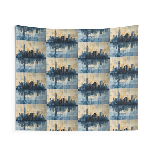 Vibrant City Building Views Tapestry