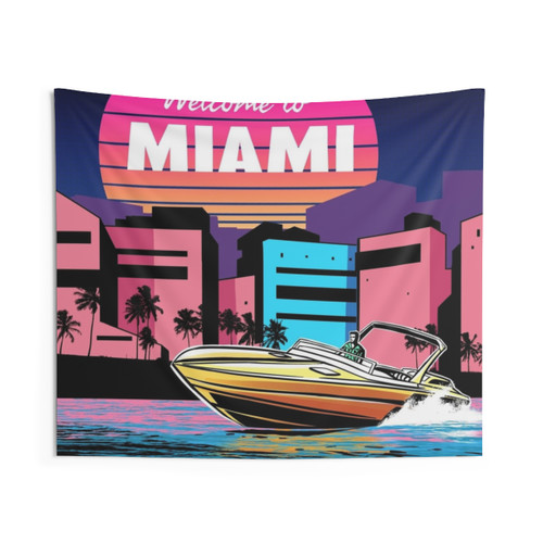 80s Miami Vaporwave Sunset Florida Tapestry