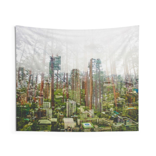 Overgrown City Tapestry Wall Hanging