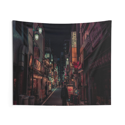 Tokyo Night City Lights Tapestry