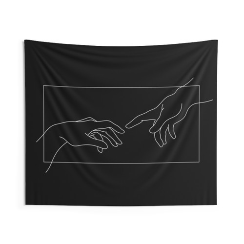 Creation of Adam Hands Minimalist Tapestry