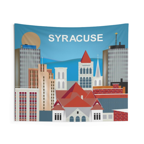 Syracuse, New York Skyline Illustration Tapestry by Loose Petals