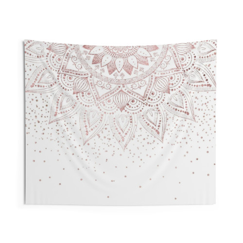 Elegant Rose Gold Dots Mandala Tapestry