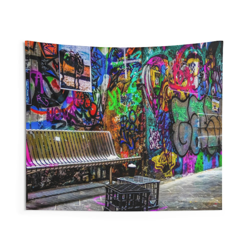 Street Art Tapestry - Vibrant Melbourne Graffiti Wall Hanging
