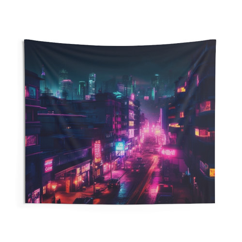 Bright Synthwave Lofi City Tapestry