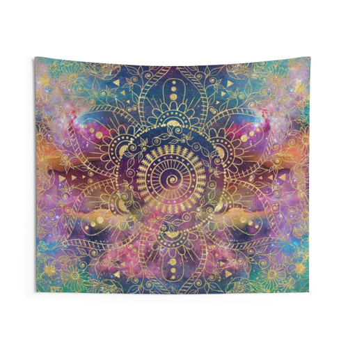 Colorful Mandala Watercolor Tapestry