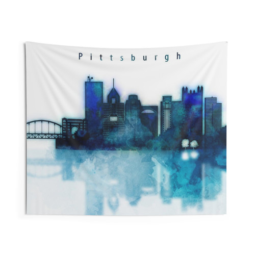 Pittsburgh Cityscape Watercolor Tapestry