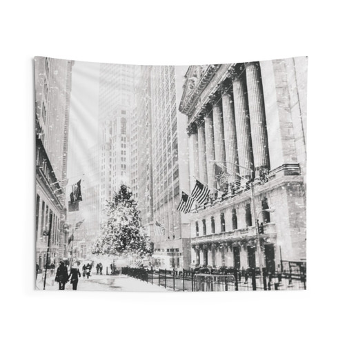 Christmas in New York City Black and White Tapestry