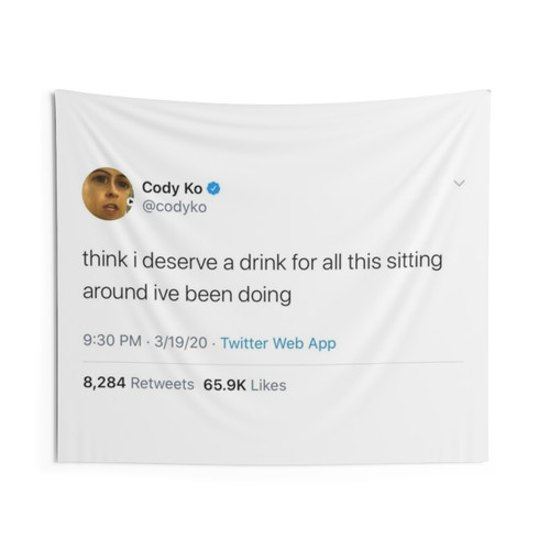 Cody Ko Tweet Tapestry - Funny Youtuber Aesthetic Wall Art