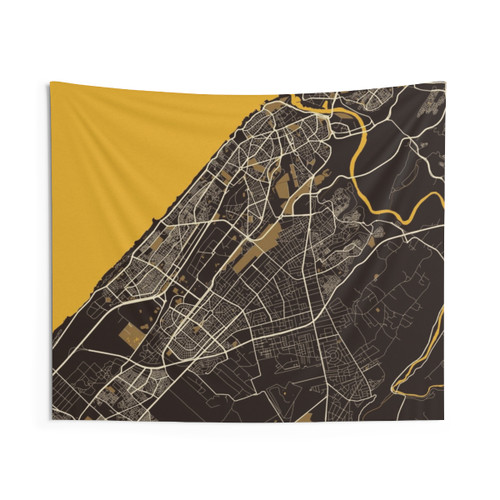 Rabat City Map of Morocco Pastel Tapestry