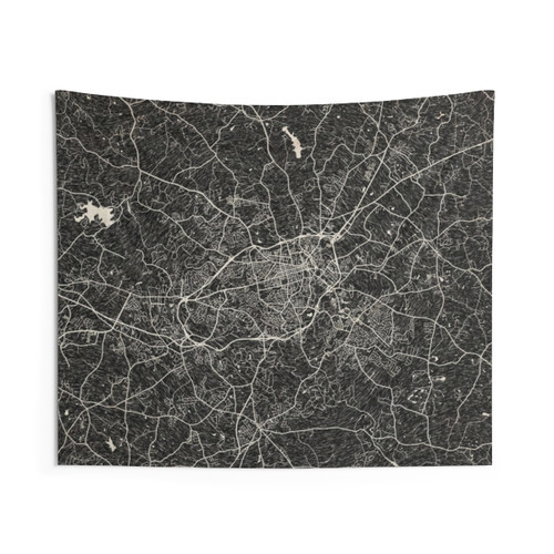 Vintage Athens, Georgia Map Tapestry with Ink Lines