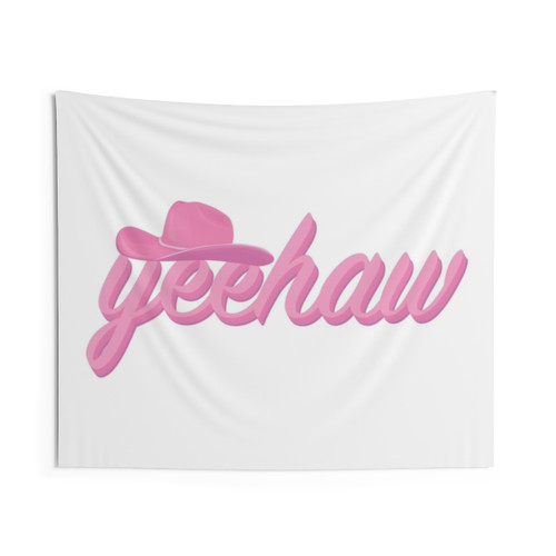 Yeehaw Cowgirl Tapestry - Pink Cowboy Hat Wall Decor