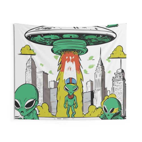 Alien Invasion Sci-Fi Tapestry Wall Hanging