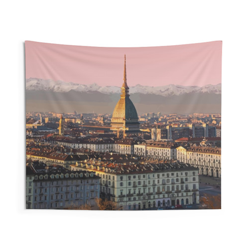 Turin, Italy Travel Illustration Tapestry