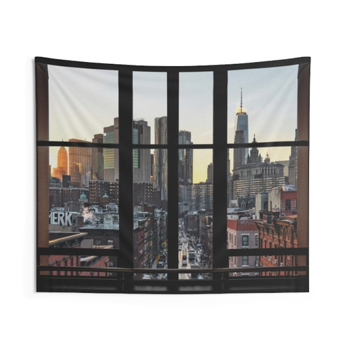 New York City Window Tapestry - Cityscape Wall Decor