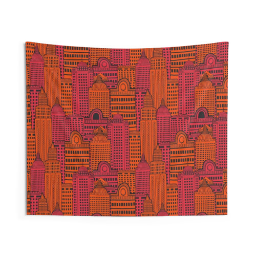 Pop Art Skyline Tapestry - Vibrant Urban Decor